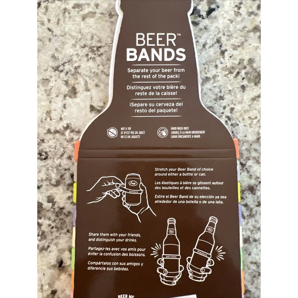 Fred Beer Bands Drink Markers Bombed Set of 12 Party Favors Assorted Colors